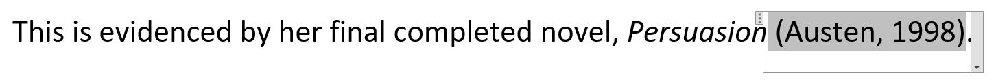 An APA style citation added via the Microsoft Word tools.